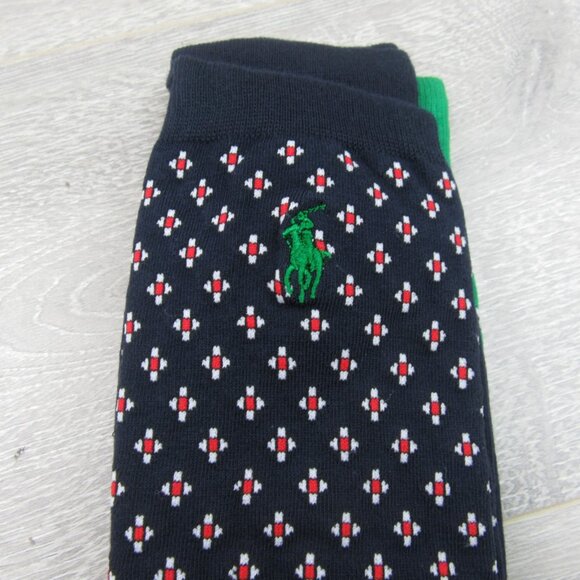 Polo Ralph Lauren Foulard Slack Socks Men's Size 6-12.5 (2 PAIRS) Navy Green NEW - Picture 4 of 10